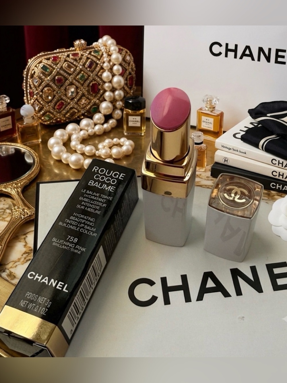 Chanel Rouge Coco Baume in 758 Blushing Pink Hydrating tinted lip balm